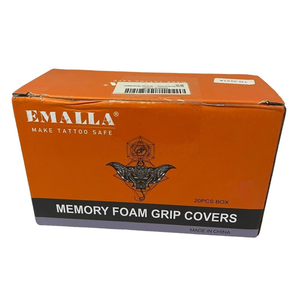 Emalla Memory Foam Grip Covers Tattoo Supply 20 Pieces Black Ergonomic Comfort
